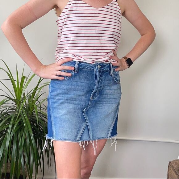 PacSun Dresses & Skirts - PacSun Mini Denim Skirt Raw Hem and Mixed Washes 27